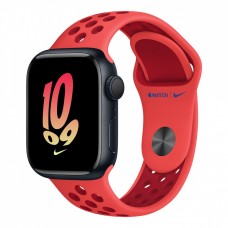 Apple Watch Nike Series 8, 45 мм корпус из алюминия цвета «тёмная ночь», спортивный ремешок Nike цвета «Bright Crimson/Gym Red»