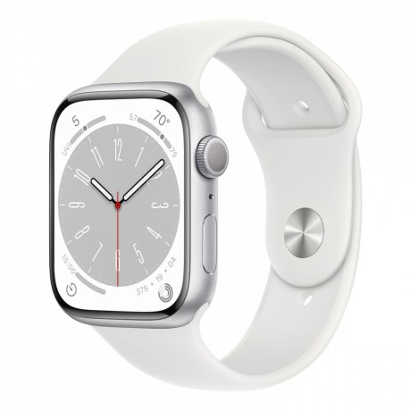 Apple Watch Series 8, 41 мм корпус из алюминия серебристого цвета, спортивный ремешок «White»