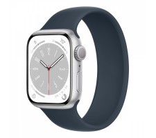 Apple Watch Series 8, 41 мм корпус из алюминия серебристого цвета, ремешок цвета «Storm Blue»