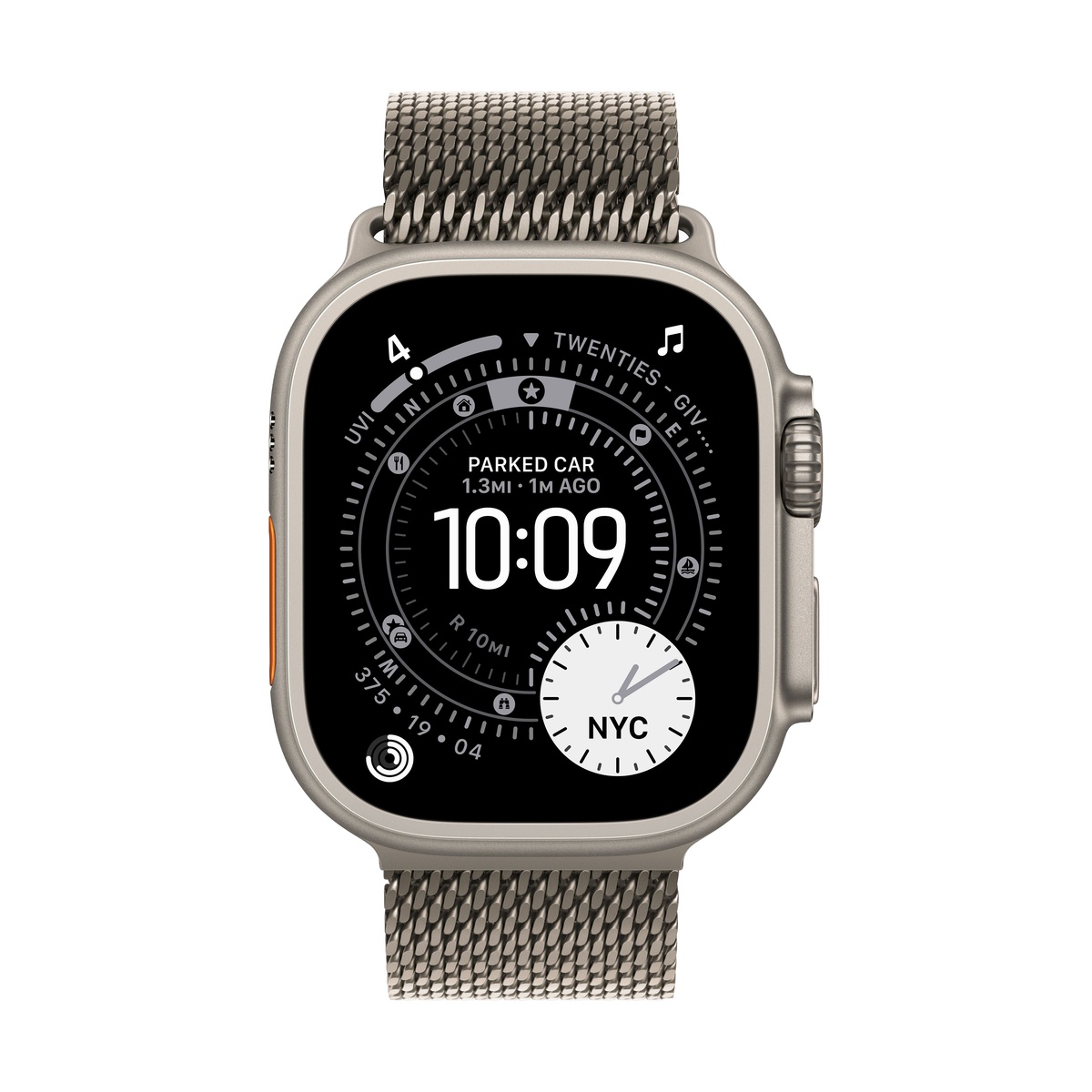 Apple Watch Ultra 3 (2025), 49 мм корпус из титана цвета «Natural», ремешок Titanium Milanese Loop размера L цвета «Natural»