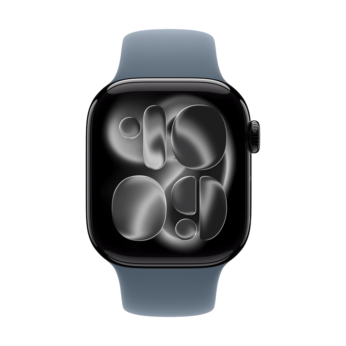 Apple Watch Series 11, 42 мм корпус из алюминия цвета «Jet Black», ремешок Sport Band цвета «Anchor Blue»