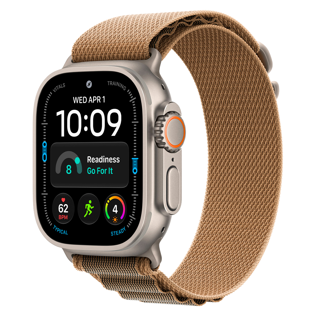 Apple Watch Ultra 4, 49 мм корпус из титана цвета «Natural», ремешок Alpine Loop цвета «Desert» размера S