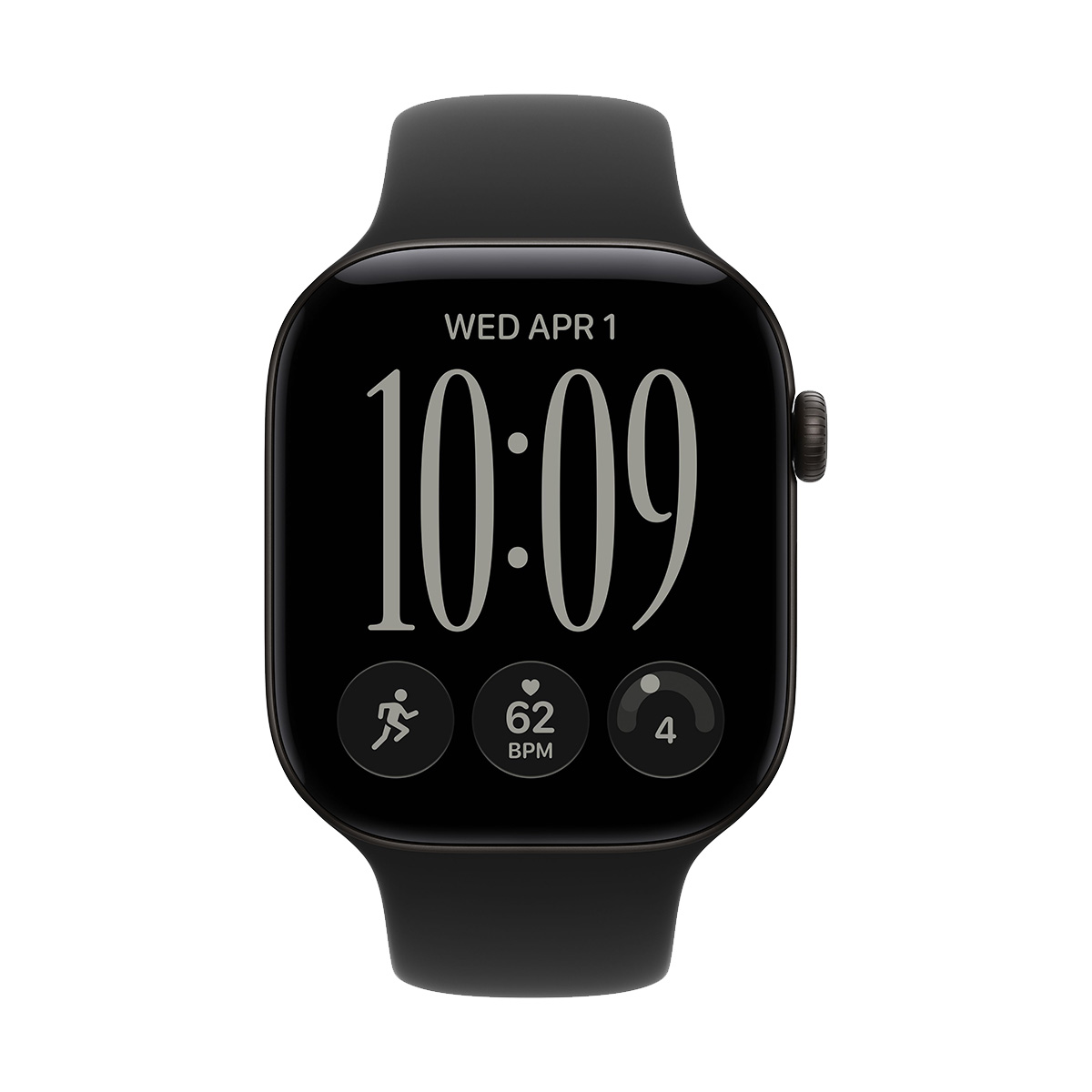 Apple Watch Series 12, 46 мм корпус из алюминия цвета «Black», ремешок Sport Band размера M/L цвета «Black»